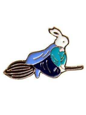 Witchy Flying Bunny Enamel Pin